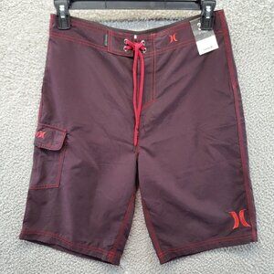 Hurley Men's Boardshort 22" Burgundy Size 30 Pockets‎ New